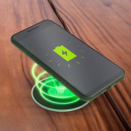 Incarcator Wireless Delight Incorporabil 10W Qi Blat Birou Telefon Compatibil iPhone Samsung USB Negru