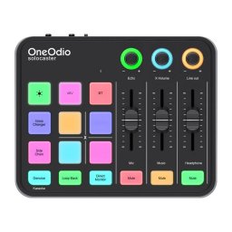 Mixer Audio si Placa de Sunet OneOdio Solocaster Iluminare RGB Negru