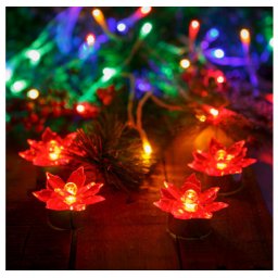 Set Decoratiuni LED Model Floare Family 4 bucati Lumina Alba Calda pe Baterii Rosu