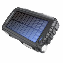 Acumulator Extern Denver PSO-20010 20000mAh Panou Solar Incorporat 2x USB-A 1x USB-C Lanterna LED Negru