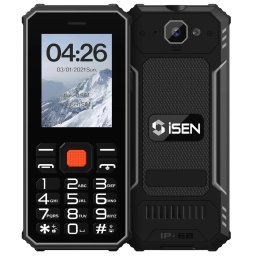 Telefon Mobil iSEN F1 4G Dual SIM Display LCD 2.4Inch 48MB RAM 128MB ROM Lanterna IP68 2500mAh Negru