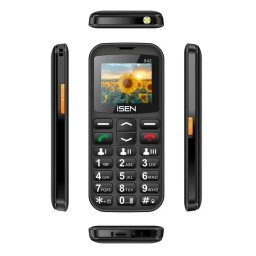 Telefon Mobil iSEN S42 Senior Dual SIM Display 2Inch 32MB RAM + 32MB ROM Bluetooth Lanterna Buton SOS Baterie 1800mAh Negru