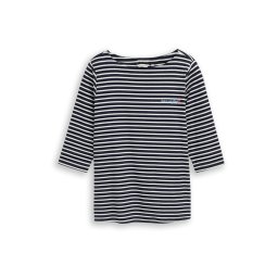 Tom Tailor Women + Tricou bleumarin / alb murdar