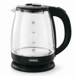 Cana electrica Rosberg R51230AE, 1500 W, 1,8 l, Element de incalzire incorporat, Sticla, Indicator, Negru