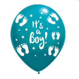 Set 10 baloane latex it s a boy imprimat global turcoaz 30cm