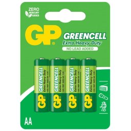 Baterie GP Batteries, Greencell AA (LR6) 1.5V carbon zinc, shrink 4 buc. "GP15GEB-2S4" "GPPCC15KC031" (include TV 0.08lei)