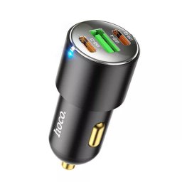 Incarcator Auto USB-A, 2xType-C, QC3.0, PD45W, 5.0A - Hoco (NZ6 Victorious) - Black