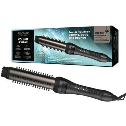 Perie Perie electrică pentru ondulare 750W, 32mm, 5 trepte temperatură (150–210°C), funcție ionică, înveliș ceramic cu keratină/argan/cocos, negru