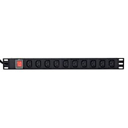 Prelungitor PDU GEMBIRD 1U pt. rack 19 inch, 10 prize IEC, intrare IEC, max 16 A, on/off, 2 m, "EG-PDU-10C132C19" (timbru verde 0.8 lei)