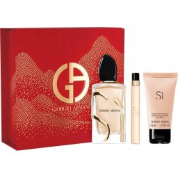 Set Giorgio Armani Si, apă de parfum 100 ml + mini spray 10 ml + loțiune corp 50 ml, cadou elegant