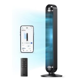 Ventilator turn Dreo Cruiser TF611S, 107 cm, 2501 m³/h, 9 viteze, 4 moduri, Oscilatie, Aplicatie mobila, Negru