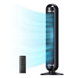 Ventilator turn Dreo Nomad TF414, 35 W, 92 cm, 1961 m³/h, 8 viteze, 4 moduri, Oscilatie, Negru