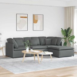 Gossi canapea modulara cu taburet si perne material textil gri inchis
