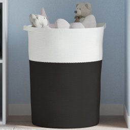 Gossi cos de depozitare, negru si alb, Ø49x65 cm, bumbac