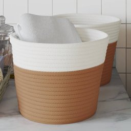 Gossi cosuri de depozitare 2 buc. maro si alb Ø24x18 cm bumbac