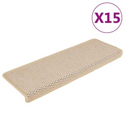 Gossi covorase scari autoadezive, 15 buc., crem, 65x21x4 cm, sisal