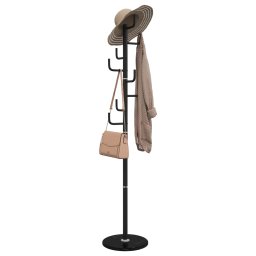 Gossi cuier de haine, negru, 183 cm, fier vopsit electrostatic