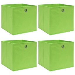 Gossi cutii de depozitare, 4 buc., verde, 32x32x32 cm, textil