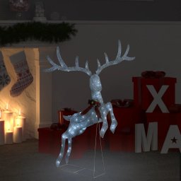 Gossi decoratiune ren zburator de craciun 120 led alb rece& argintiu