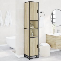 Gossi dulap baie stejar sonoma 35x37,5x188,5 cm lemn prelucrat/metal