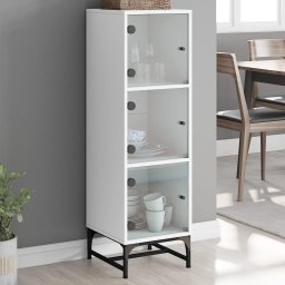 Gossi dulap cu usi din sticla, alb, 35x37x120 cm