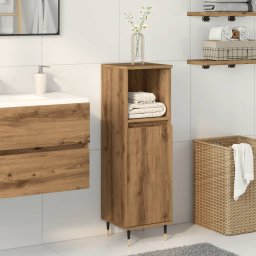 Gossi dulap de baie, stejar artizanal, 30x30x100 cm, lemn prelucrat