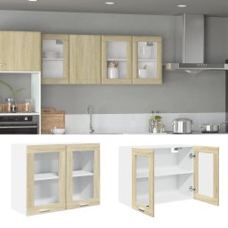 Gossi dulap de sticla suspendat, stejar sonoma, 80 x 31 x 60 cm, pal