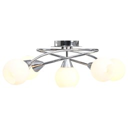 Gossi lustra cu abajururi din ceramica, 5 becuri e14, alb, glob