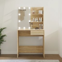 Gossi masa toaleta cu led stejar sonoma 74,5x40x141 cm lemn prelucrat