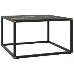 Gossi masuta de cafea, negru cu sticla neagra marmorata, 60x60x35 cm