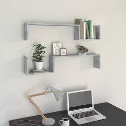Gossi rafturi de perete, 2 buc, gri beton, 100x15x20 cm, pal