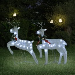 Gossi reni de craciun, 2 buc., alb, 40 led-uri