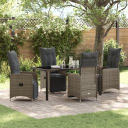 Gossi set de cinci piese pentru dining in gradina cu perne gri ratan poliester