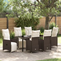 Gossi set de dining de gradina 7 piese cu perne maro din rattan poli