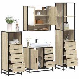 Gossi set de mobilier de baie din 4 piese din lemn de stejar sonoma