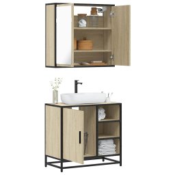 Gossi set mobilier de baie, 2 piese, stejar sonoma, lemn prelucrat