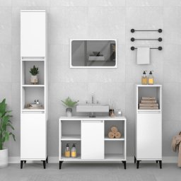 Gossi set mobilier de baie, 3 piese, alb, lemn compozit