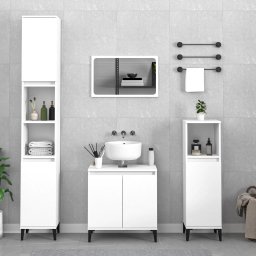 Gossi set mobilier de baie, 3 piese, alb, lemn compozit