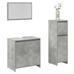 Gossi set mobilier de baie, 3 piese, gri beton, lemn compozit