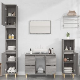 Gossi set mobilier de baie, 3 piese, gri sonoma, lemn prelucrat