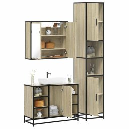 Gossi set mobilier de baie, 3 piese, stejar sonoma, lemn prelucrat