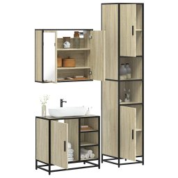 Gossi set mobilier de baie, 3 piese, stejar sonoma, lemn prelucrat