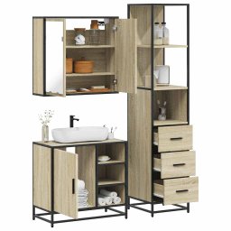 Gossi set mobilier de baie, 3 piese, stejar sonoma, lemn prelucrat