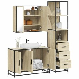 Gossi set mobilier de baie, 3 piese, stejar sonoma, lemn prelucrat