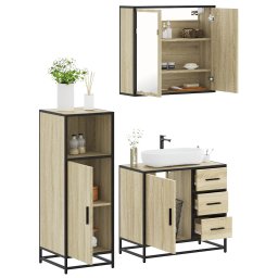 Gossi set mobilier de baie, 3 piese, stejar sonoma, lemn prelucrat