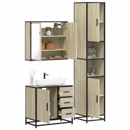 Gossi set mobilier de baie, 3 piese, stejar sonoma, lemn prelucrat