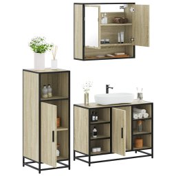 Gossi set mobilier de baie, 3 piese, stejar sonoma, lemn prelucrat