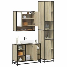 Gossi set mobilier de baie, 3 piese, stejar sonoma, lemn prelucrat