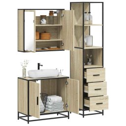 Gossi set mobilier de baie, 3 piese, stejar sonoma, lemn prelucrat