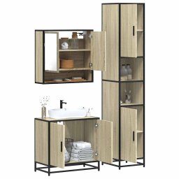 Gossi set mobilier de baie, 3 piese, stejar sonoma, lemn prelucrat